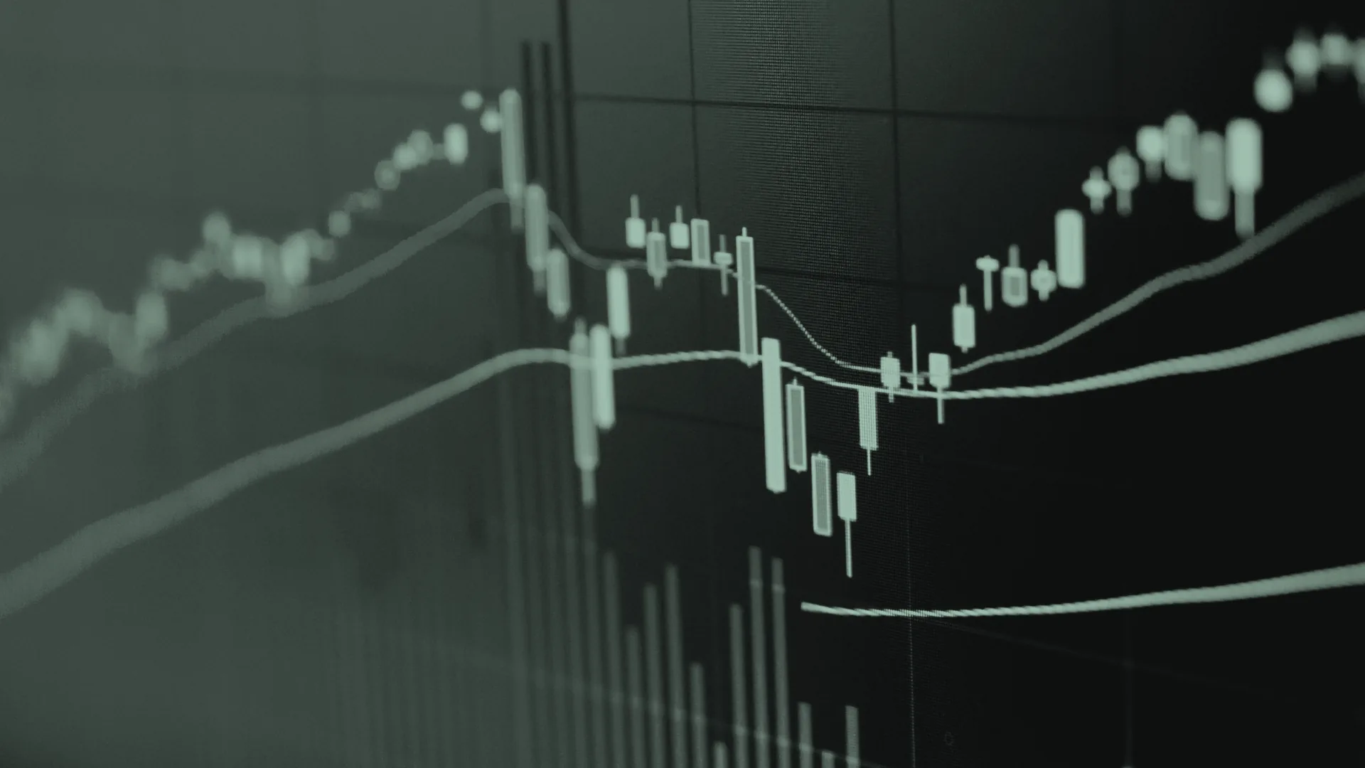A close-up of a stock market chart.